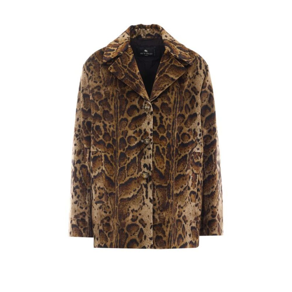 Etro Women Cropped Velvet Coat With Leopard Motif